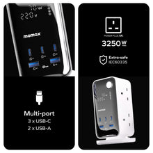 Load image into Gallery viewer, Momax 1-Charge 70W Work Flow 6-Outlet Digital Display Power Tower With USB
