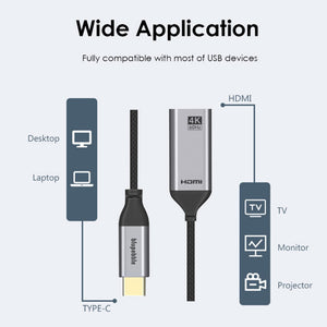 BLUPEBBLE USB TYPE C TO HDMI CABLE ADAPTER 0.2 MM - GRAY