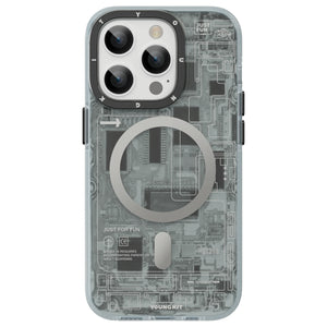 Youngkit Futuristic Circuit Magsafe iPhone 14 Pro Case-Grey