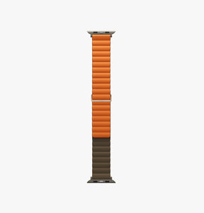 Uniq Revix-Leather & Silicone Style/ Reversible Magnetic Premium Edition(49/45/44/42mm)-Orange/Khaki