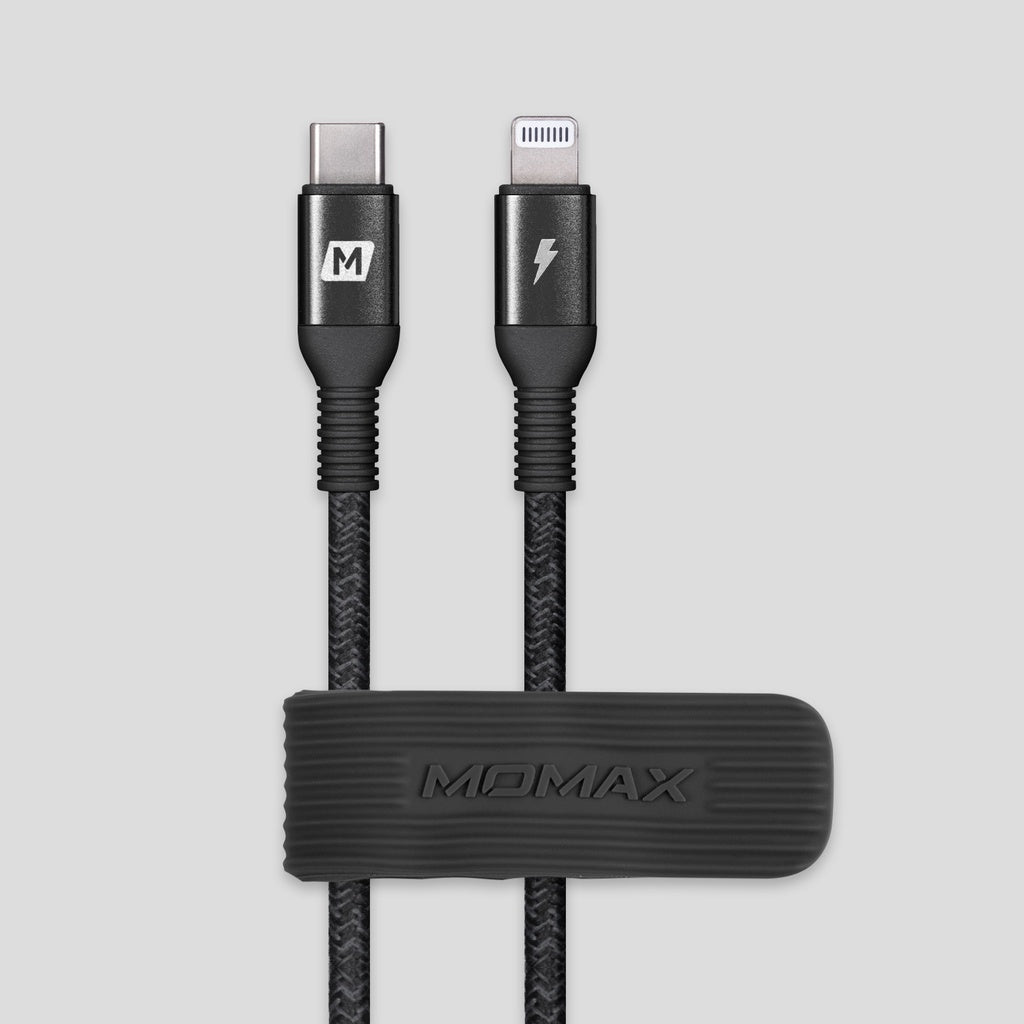 MOMAX ELITE USB-C TO LIGHTNING 0.3M CABLE- Black