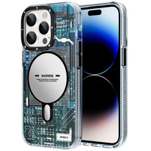 Load image into Gallery viewer, Youngkit Futuristic Circuit Magsafe iPhone 14 Pro  Case- Blue
