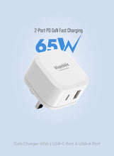Load image into Gallery viewer, Blupebble 2port PD Gan Fast Charger (65watts)- White
