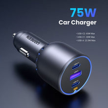 Load image into Gallery viewer, UGREEN 75W 3-Port PD Fast Car Charger - Gray
