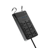 Powerology 2500W 6 AC Power Strip with Built-In Retractable Type-C and Lightning Cable 5 USB Ports - Black