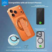 Load image into Gallery viewer, BRAVE MagGrip 3-in-1 Magnetic MagSafe Phone Grip Holder with Finger Strap &amp; Kickstand
