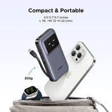 Load image into Gallery viewer, UGREEN Uno Robotic Power Bank 10000mAh 30W with Built-In USB-C Cable - Gray
