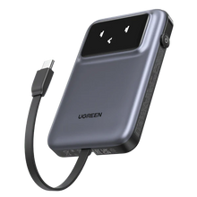Load image into Gallery viewer, UGREEN Uno Robotic Power Bank 10000mAh 30W with Built-In USB-C Cable - Gray
