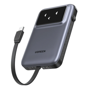 UGREEN Uno Robotic Power Bank 10000mAh 30W with Built-In USB-C Cable - Gray