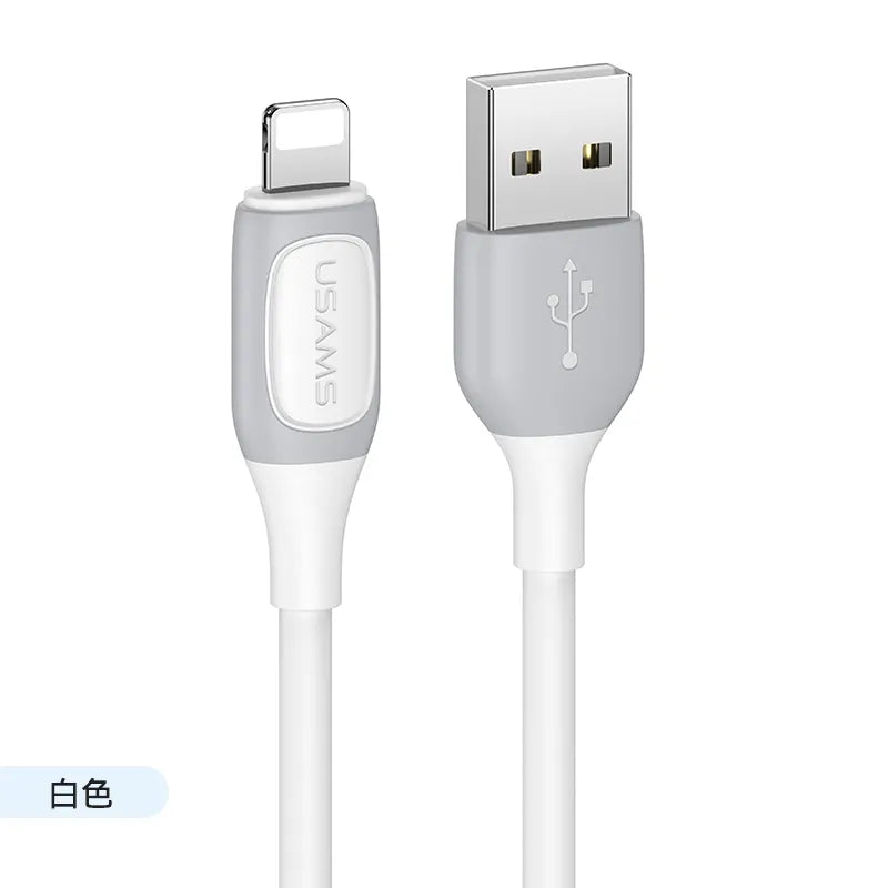 Usams Bicolor Data Cable Jelly Series USB- C to Lightning (1m)- Gray/white