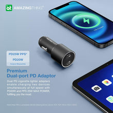 Load image into Gallery viewer, AMAZINGthing Speed Pro Car Charger 2-USB Type -C Ports 45W Q.C 3.0
