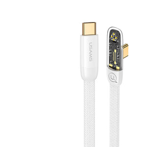 Usams  Type-C To Type-C PD100W Right-angle Transparent Cable/US-SJ584 - White (1.2M)
