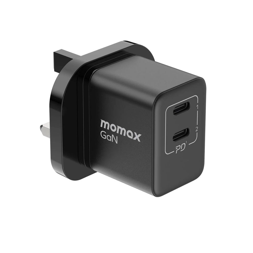 Momax 2-Port Gan Mini Charger (35watts)-Black