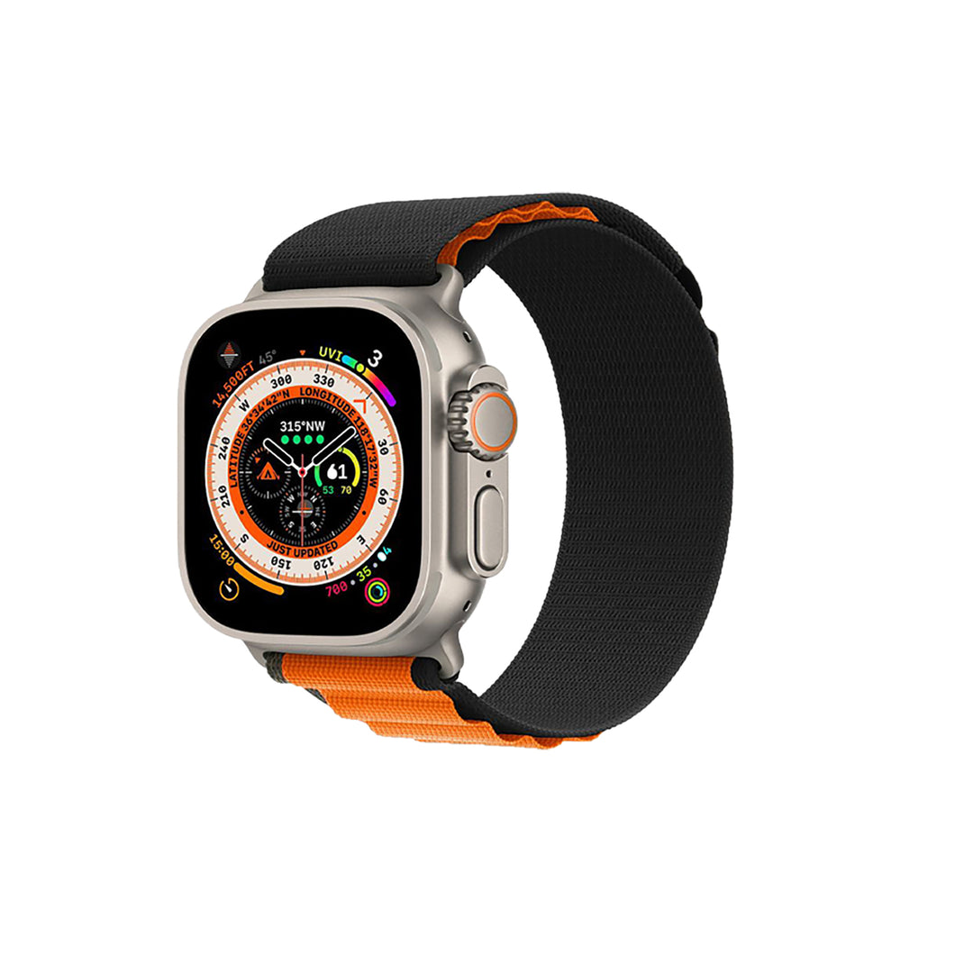 Green Lion Alpine Loop Watch Band Compatible with Apple Watch (42/44/45/49mm)- Black/Orange