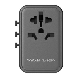 Momax 1-World GAN 5 Ports + AC Travel Adapter 65W- Black