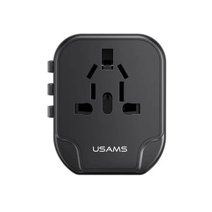 USAMS 2022  Universal EU/US/UK/AU Travel Adapter - Black