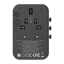 Load image into Gallery viewer, Momax 1-World GAN 5 Ports + AC Travel Adapter 65W- Black
