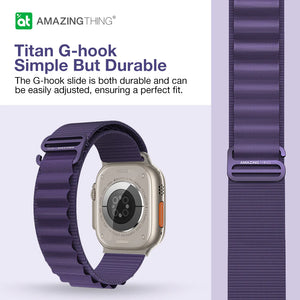 Amazingthing TITAN SPORT Metal Loop Band for  Apple Watch (Ultra 49mm)/45/44/42mm- Purple
