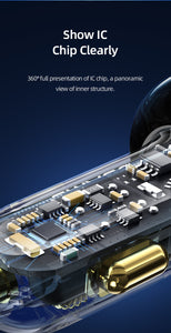 Usams 125W 3 Ports Transparent Digital Display Fast Car Charger/US-CC158