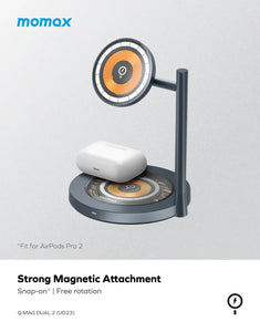 Momax Q.Mag Dual 2 Dual Magnetic Wireless Charging Stand UD23