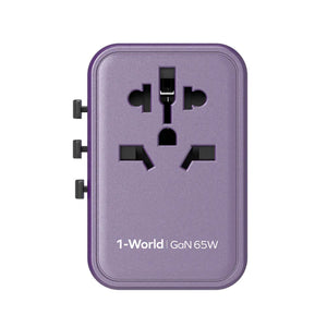 Momax 1-World GAN 5 Ports + AC Travel Adapter 65W- Purple