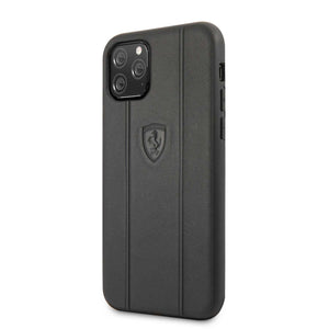 Ferrari Off Track Leather Embossed Line For iPhone 11 Pro - Black