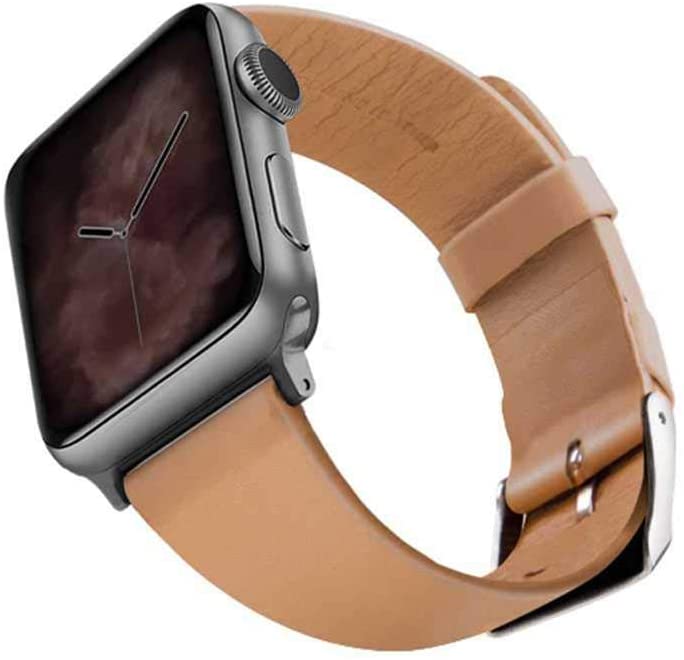 Viva Madrid Montre Allure Leather Strap for Apple Watch 42/44MM - Light Brown/Silver