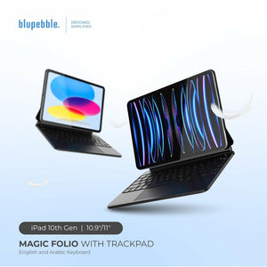 Blupebble Magic Folio w/ TrackPad English & Arabic Keyboard 10.9/11 Gen- Black