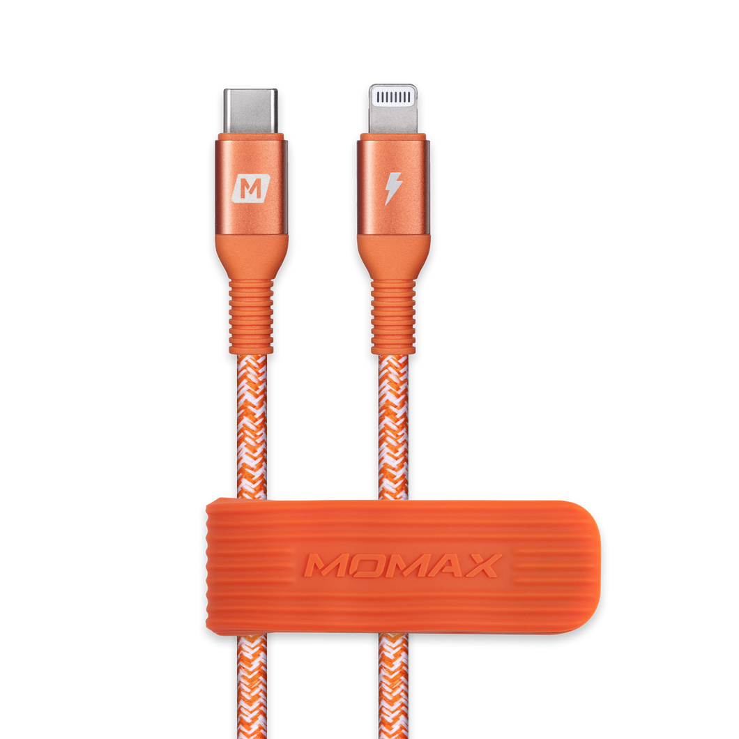 MOMAX ELITE USB-C TO LIGHTNING 0.3M CABLE- Coral Red