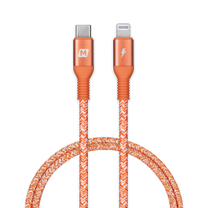 Momax Elite Link USB C to Lightning Nylon-Braided Fast Charging Cable (1.2M)-Orange