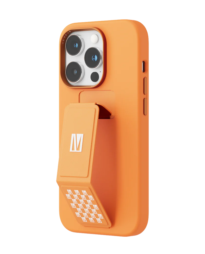 Levelo  Morphix Silicone Case with Leather Grip 14 Pro  Max -  Orange