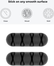 Load image into Gallery viewer, Blupebble Anchor 4 Desk Tidy Organizer Cable Clip (2pc)| BP-ANCHORFOUR-BK- Black
