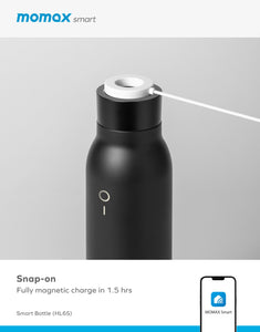 Momax Smart Bottle IoT Thermal Drinkware 600ml- Black