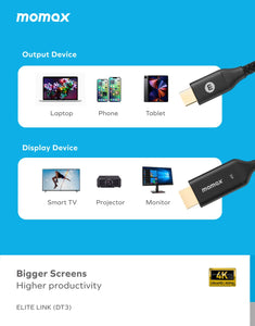 Momax Elite Link 4K USB-C to HDMI 2.0 cable 2M (DT3)