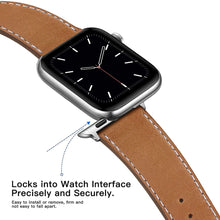 Load image into Gallery viewer, Marge Plus Compatible with Apple Watch Band Genuine Leather (42mm 44mm)-BROWN/SILVER
