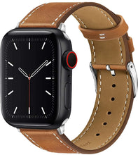 Load image into Gallery viewer, Marge Plus Compatible with Apple Watch Band Genuine Leather (42mm 44mm)-BROWN/SILVER
