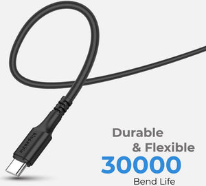 Blupebble Power Flow USB-C to USB-C 60watts Cable (1.2m)- Black