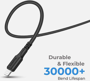 Blupebble Power Flow USB-C to Lightning Cable (1.2m)- Black