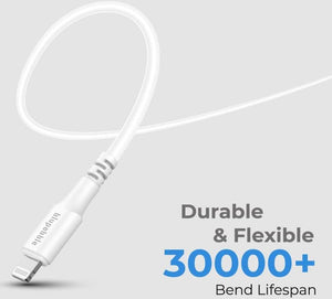 Blupebble Power Flow USB-C to Lightning Cable (2m)- White