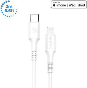 Blupebble Power Flow USB-C to Lightning Cable (2m)- White