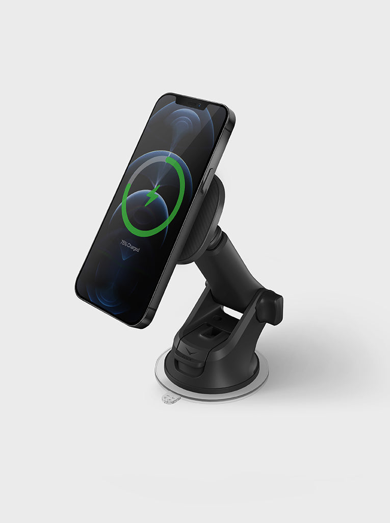 UNIQ -Magneo Air Magnet Wireless Charger+Car Dash Bent Mount- Gray