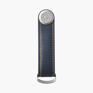 Orbitkey Leather Key Organiser- Navy/ Tan