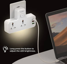 Load image into Gallery viewer, Blupebble Surge Protection Wall Adapter 2 Universal Socket w/ 2 USB port QC3.0+PD-White
